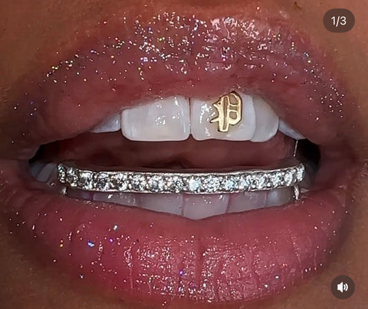 10ct Gold Icy Bar Diamond Grillz