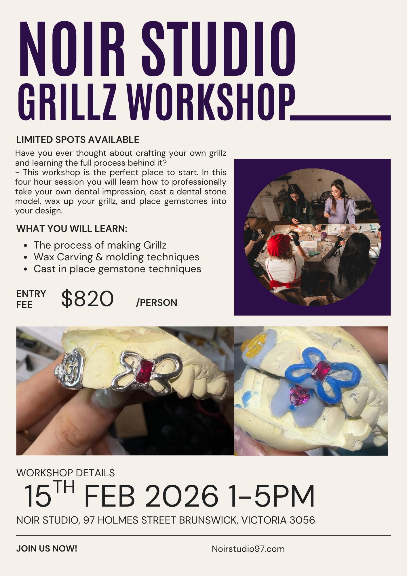 Grillz Workshop 15/02/26 1-5pm (Complex Grillz + Gemstones)