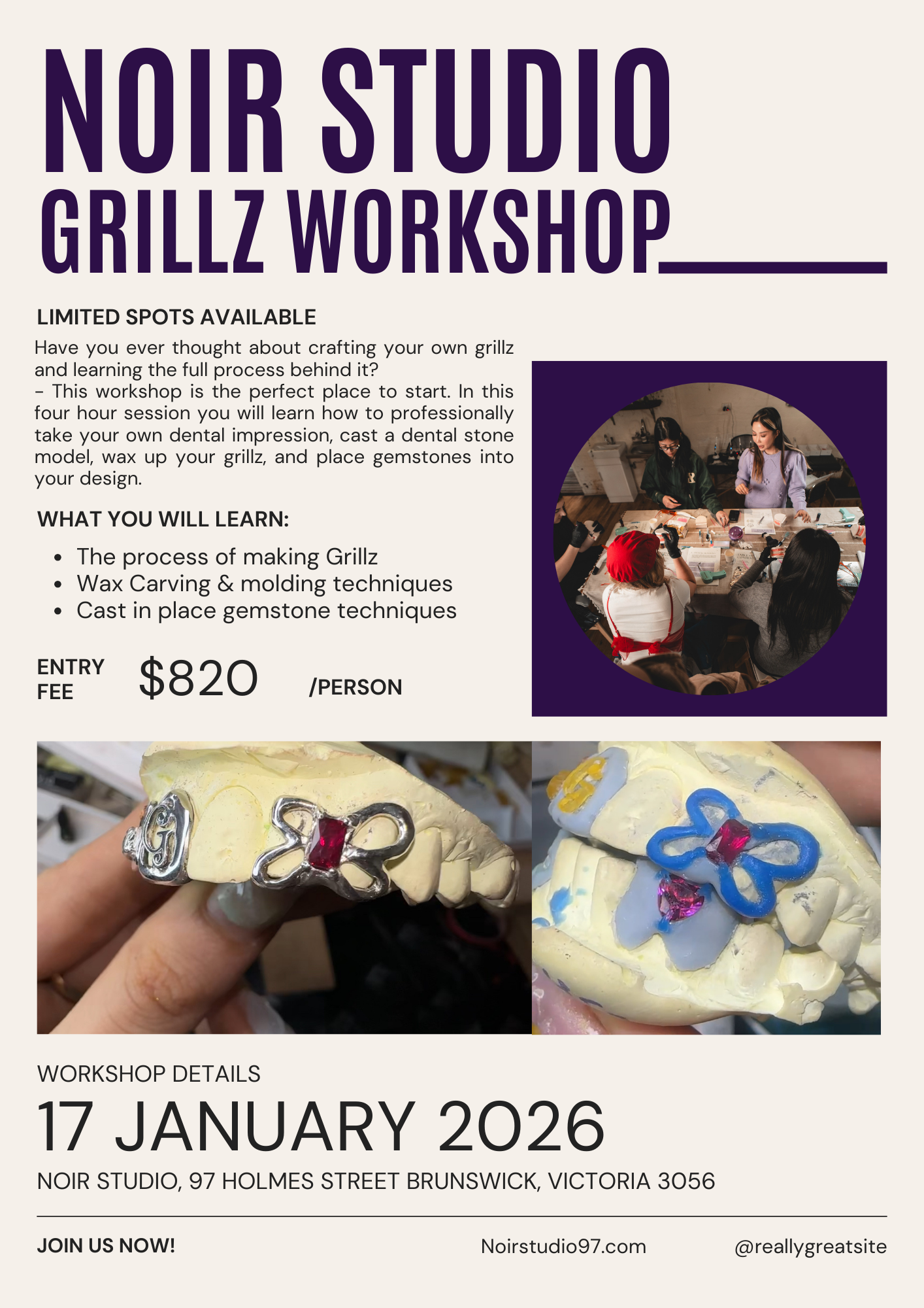 Grillz Workshop 17/01/26 1-5pm (Complex Grillz + Gemstones)